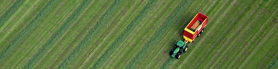 Tractor cutting grass